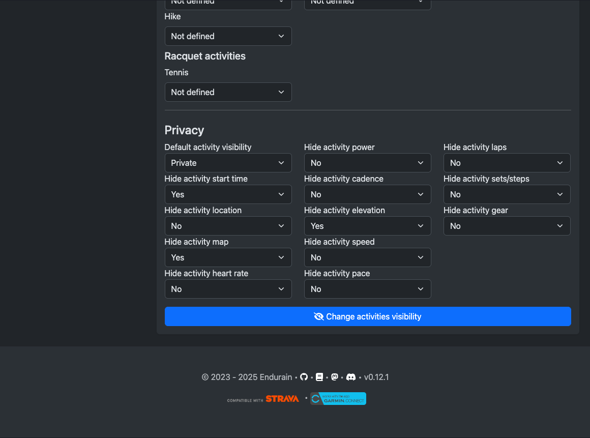 Settings profile page 2