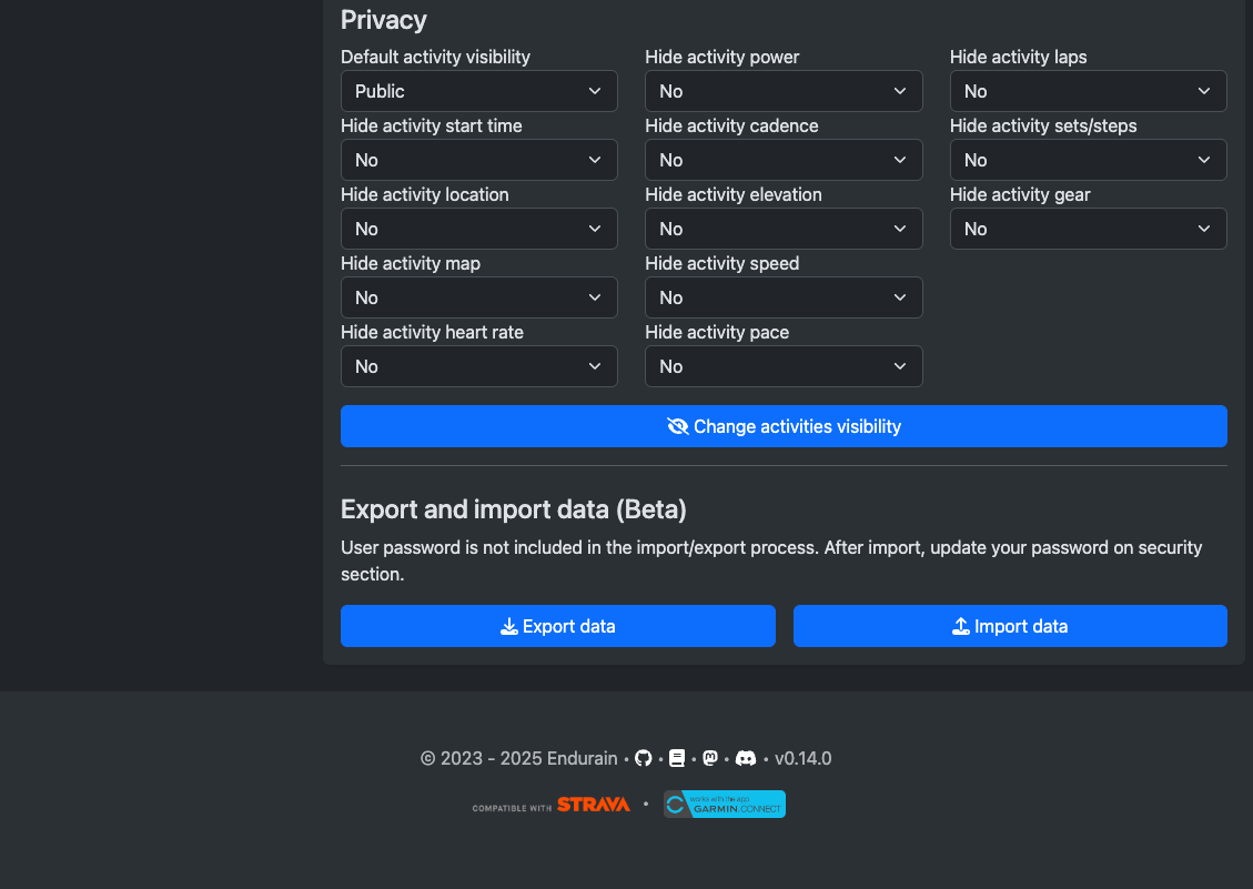 Settings profile page 2